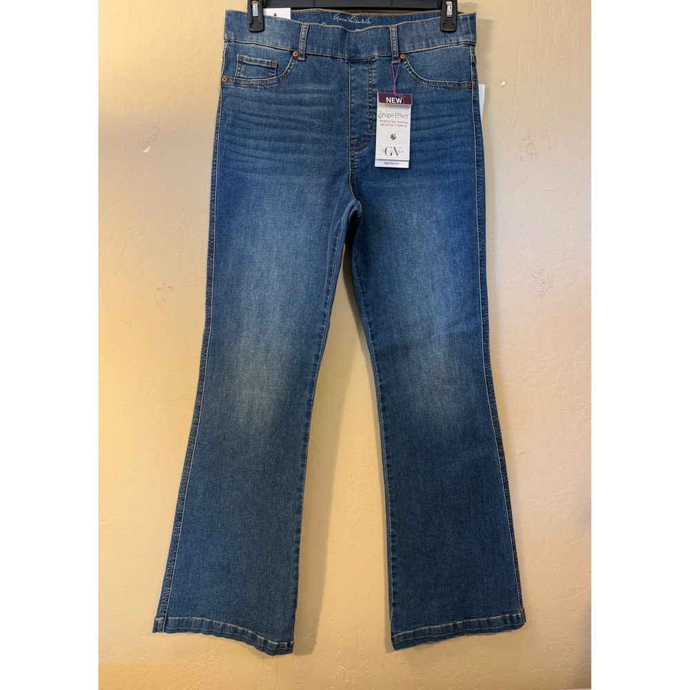 Gloria Vanderbilt Jeans Women 12 Blue High-Rise Flare Shape Effect Pull-On NEW